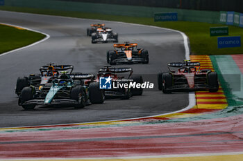 2023-07-29 - 14 ALONSO Fernando (spa), Aston Martin F1 Team AMR23, 16 LECLERC Charles (mco), Scuderia Ferrari SF-23, 55 SAINZ Carlos (spa), Scuderia Ferrari SF-23, 01 VERSTAPPEN Max (nld), Red Bull Racing RB19, action during the 2023 Formula 1 MSC Cruises Belgian Grand Prix, 12th round of the 2023 Formula One World Championship from July 28 to 30, 2023 on the Circuit de Spa-Francorchamps, in Stavelot, Belgium - F1 - BELGIAN GRAND PRIX 2023 - FORMULA 1 - MOTORS