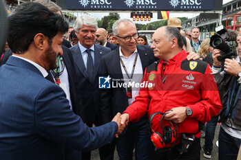2023-07-30 - VIEGAS Jorge, President of the FIM, BEN SULAYEM Mohammed (uae), President of the FIA, DOMENICALI Stefano (ita), Chairman and CEO Formula One Group FOG, VASSEUR Frédéric (fra), Team Principal & General Manager of the Scuderia Ferrari, portrait, during the 2023 Formula 1 MSC Cruises Belgian Grand Prix, 12th round of the 2023 Formula One World Championship from July 28 to 30, 2023 on the Circuit de Spa-Francorchamps, in Stavelot, Belgium - F1 - BELGIAN GRAND PRIX 2023 - RACE - FORMULA 1 - MOTORS