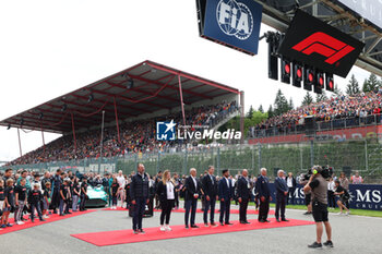 2023-07-30 - National Anthem: DOMENICALI Stefano (ita), Chairman and CEO Formula One Group FOG, Alexander De Croo, Prime Minister of Belgium, VIEGAS Jorge, President of the FIM, portrait, during the 2023 Formula 1 MSC Cruises Belgian Grand Prix, 12th round of the 2023 Formula One World Championship from July 28 to 30, 2023 on the Circuit de Spa-Francorchamps, in Stavelot, Belgium - F1 - BELGIAN GRAND PRIX 2023 - RACE - FORMULA 1 - MOTORS