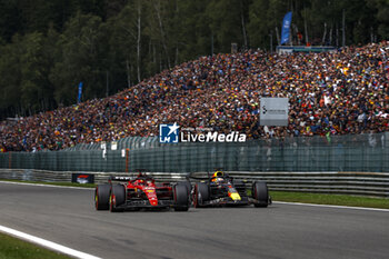 2023-07-30 - 16 LECLERC Charles (mco), Scuderia Ferrari SF-23, 01 VERSTAPPEN Max (nld), Red Bull Racing RB19, action during the 2023 Formula 1 MSC Cruises Belgian Grand Prix, 12th round of the 2023 Formula One World Championship from July 28 to 30, 2023 on the Circuit de Spa-Francorchamps, in Stavelot, Belgium - F1 - BELGIAN GRAND PRIX 2023 - RACE - FORMULA 1 - MOTORS