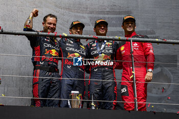 2023-07-30 - PEREZ Sergio (mex), Red Bull Racing RB19, VERSTAPPEN Max (ned), Red Bull Racing RB19, LECLERC Charles (mco), Scuderia Ferrari SF-23, portrait, podium, during the 2023 Formula 1 MSC Cruises Belgian Grand Prix, 12th round of the 2023 Formula One World Championship from July 28 to 30, 2023 on the Circuit de Spa-Francorchamps, in Stavelot, Belgium - F1 - BELGIAN GRAND PRIX 2023 - RACE - FORMULA 1 - MOTORS
