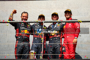 2023-07-30 - Podium: PEREZ Sergio (mex), Red Bull Racing RB19, VERSTAPPEN Max (ned), Red Bull Racing RB19, LECLERC Charles (mco), Scuderia Ferrari SF-23, portrait during the 2023 Formula 1 MSC Cruises Belgian Grand Prix, 12th round of the 2023 Formula One World Championship from July 28 to 30, 2023 on the Circuit de Spa-Francorchamps, in Stavelot, Belgium - F1 - BELGIAN GRAND PRIX 2023 - RACE - FORMULA 1 - MOTORS