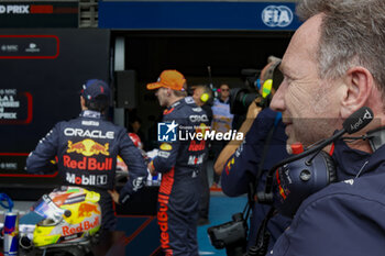 2023-07-30 - PEREZ Sergio (mex), Red Bull Racing RB19, VERSTAPPEN Max (ned), Red Bull Racing RB19, HORNER Christian (gbr), Team Principal of Red Bull Racing, during the 2023 Formula 1 MSC Cruises Belgian Grand Prix, 12th round of the 2023 Formula One World Championship from July 28 to 30, 2023 on the Circuit de Spa-Francorchamps, in Stavelot, Belgium - F1 - BELGIAN GRAND PRIX 2023 - RACE - FORMULA 1 - MOTORS