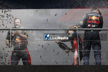 2023-07-30 - VERSTAPPEN Max (ned), Red Bull Racing RB19, PEREZ Sergio (mex), Red Bull Racing RB19, portrait, podium during the 2023 Formula 1 MSC Cruises Belgian Grand Prix, 12th round of the 2023 Formula One World Championship from July 28 to 30, 2023 on the Circuit de Spa-Francorchamps, in Stavelot, Belgium - F1 - BELGIAN GRAND PRIX 2023 - RACE - FORMULA 1 - MOTORS