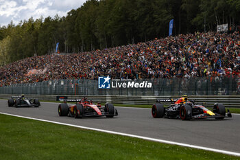 2023-07-30 - 11 PEREZ Sergio (mex), Red Bull Racing RB19, 16 LECLERC Charles (mco), Scuderia Ferrari SF-23, 44 HAMILTON Lewis (gbr), Mercedes AMG F1 Team W14, 44 HAMILTON Lewis (gbr), Mercedes AMG F1 Team W14, action, start of the race, depart, during the 2023 Formula 1 MSC Cruises Belgian Grand Prix, 12th round of the 2023 Formula One World Championship from July 28 to 30, 2023 on the Circuit de Spa-Francorchamps, in Stavelot, Belgium - F1 - BELGIAN GRAND PRIX 2023 - RACE - FORMULA 1 - MOTORS