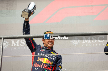 2023-07-30 - PEREZ Sergio (mex), Red Bull Racing RB19, portrait podium during the 2023 Formula 1 MSC Cruises Belgian Grand Prix, 12th round of the 2023 Formula One World Championship from July 28 to 30, 2023 on the Circuit de Spa-Francorchamps, in Stavelot, Belgium - F1 - BELGIAN GRAND PRIX 2023 - RACE - FORMULA 1 - MOTORS