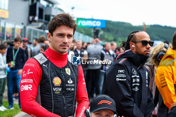 2023-07-30 - LECLERC Charles (mco), Scuderia Ferrari SF-23, HAMILTON Lewis (gbr), Mercedes AMG F1 Team W14, portrait during the 2023 Formula 1 MSC Cruises Belgian Grand Prix, 12th round of the 2023 Formula One World Championship from July 28 to 30, 2023 on the Circuit de Spa-Francorchamps, in Stavelot, Belgium - F1 - BELGIAN GRAND PRIX 2023 - RACE - FORMULA 1 - MOTORS