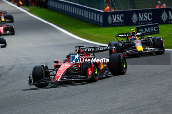 2023-07-30 - 16 LECLERC Charles (mco), Scuderia Ferrari SF-23, 11 PEREZ Sergio (mex), Red Bull Racing RB19, action during the 2023 Formula 1 MSC Cruises Belgian Grand Prix, 12th round of the 2023 Formula One World Championship from July 28 to 30, 2023 on the Circuit de Spa-Francorchamps, in Stavelot, Belgium - F1 - BELGIAN GRAND PRIX 2023 - RACE - FORMULA 1 - MOTORS