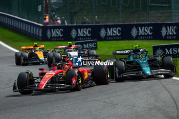 2023-07-30 - 55 SAINZ Carlos (spa), Scuderia Ferrari SF-23, 14 ALONSO Fernando (spa), Aston Martin F1 Team AMR23, action during the 2023 Formula 1 MSC Cruises Belgian Grand Prix, 12th round of the 2023 Formula One World Championship from July 28 to 30, 2023 on the Circuit de Spa-Francorchamps, in Stavelot, Belgium - F1 - BELGIAN GRAND PRIX 2023 - RACE - FORMULA 1 - MOTORS