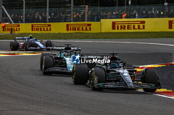 2023-07-30 - 63 RUSSELL George (gbr), Mercedes AMG F1 Team W14, 18 STROLL Lance (can), Aston Martin F1 Team AMR23, action during the 2023 Formula 1 MSC Cruises Belgian Grand Prix, 12th round of the 2023 Formula One World Championship from July 28 to 30, 2023 on the Circuit de Spa-Francorchamps, in Stavelot, Belgium - F1 - BELGIAN GRAND PRIX 2023 - RACE - FORMULA 1 - MOTORS