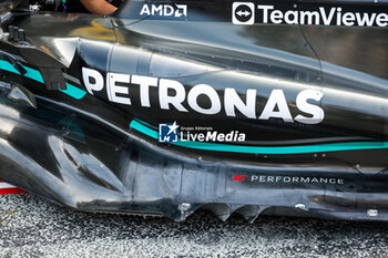 2023-08-25 - Mercedes AMG F1 Team W14, mechanical detail of the floor, air inlet and sidepod during the 2023 Formula 1 Heineken Dutch Grand Prix, 13th round of the 2023 Formula One World Championship from August 25 to 28, 2023 on the Zandvoort Circuit, in Zandvoort, Netherlands - F1 - DUTCH GRAND PRIX 2023 - FORMULA 1 - MOTORS
