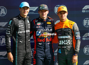 2023-08-26 - RUSSELL George (gbr), Mercedes AMG F1 Team W14, VERSTAPPEN Max (ned), Red Bull Racing RB19, NORRIS Lando (gbr), McLaren F1 Team MCL60, portrait during the 2023 Formula 1 Heineken Dutch Grand Prix, 13th round of the 2023 Formula One World Championship from August 25 to 28, 2023 on the Zandvoort Circuit, in Zandvoort, Netherlands - F1 - DUTCH GRAND PRIX 2023 - FORMULA 1 - MOTORS