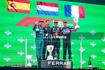 2023-08-27 - Podium: VERSTAPPEN Max (ned), Red Bull Racing RB19, ALONSO Fernando (spa), Aston Martin F1 Team AMR23, GASLY Pierre (fra), Alpine F1 Team A523, portrait during the 2023 Formula 1 Heineken Dutch Grand Prix, 13th round of the 2023 Formula One World Championship from August 25 to 28, 2023 on the Zandvoort Circuit, in Zandvoort, Netherlands - F1 - DUTCH GRAND PRIX 2023 - RACE - FORMULA 1 - MOTORS