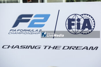 2023-08-31 - Formula 2 and FIA logo during the 2023 Formula 1 Pirelli Grand Premio d’Italia Grand Prix, 14th round of the 2023 Formula One World Championship from September 1 to 3, 2023 on the Autodromo Nazionale di Monza, in Monza, Italy - F1 - ITALIAN GRAND PRIX 2023 - FORMULA 1 - MOTORS