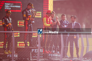 2023-09-03 - VERSTAPPEN Max (ned), Red Bull Racing RB19, portrait podium during the 2023 Formula 1 Pirelli Grand Premio d’Italia Grand Prix, 14th round of the 2023 Formula One World Championship from September 1 to 3, 2023 on the Autodromo Nazionale di Monza, in Monza, Italy - F1 - ITALIAN GRAND PRIX 2023 - RACE - FORMULA 1 - MOTORS