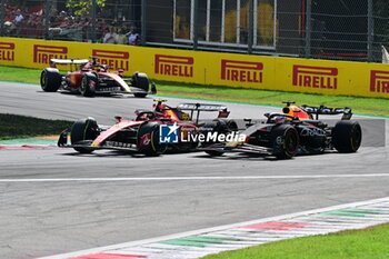 2023-09-03 - 55 SAINZ Carlos (spa), Scuderia Ferrari SF-23, action 01 VERSTAPPEN Max (nld), Red Bull Racing RB19, action during the 2023 Formula 1 Pirelli Grand Premio d’Italia Grand Prix, 14th round of the 2023 Formula One World Championship from September 1 to 3, 2023 on the Autodromo Nazionale di Monza, in Monza, Italy - F1 - ITALIAN GRAND PRIX 2023 - RACE - FORMULA 1 - MOTORS