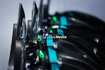 2023-09-14 - Mercedes AMG F1 Team W14, mechanical detail, front wing during the 2023 Formula 1 Singapore Airlines Singapore Grand Prix, 15th round of the 2023 Formula One World Championship from September 15 to 17, 2023 on the Marina Bay Street Circuit, in Singapore - F1 - SINGAPORE GRAND PRIX 2023 - FORMULA 1 - MOTORS