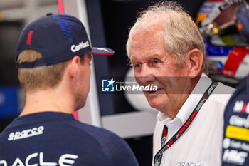 2023-09-16 - MARKO Helmut (aut), Drivers’ Manager of Red Bull Racing, VERSTAPPEN Max (ned), Red Bull Racing RB19, portrait during the 2023 Formula 1 Singapore Airlines Singapore Grand Prix, 15th round of the 2023 Formula One World Championship from September 15 to 17, 2023 on the Marina Bay Street Circuit, in Singapore - F1 - SINGAPORE GRAND PRIX 2023 - FORMULA 1 - MOTORS