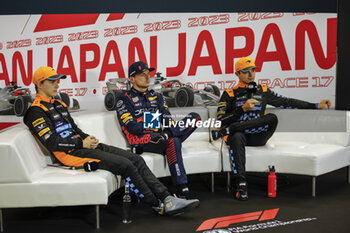 2023-09-23 - VERSTAPPEN Max (ned), Red Bull Racing RB19, portrait PIASTRI Oscar (aus), McLaren F1 Team MCL60, portrait NORRIS Lando (gbr), McLaren F1 Team MCL60, portrait during the 2023 Formula 1 Lenovo Japanese Grand Prix, 16th round of the 2023 Formula One World Championship from September 22 to 24, 2023 on the Suzuka International Racing Course, in Suzuka - F1 - JAPANESE GRAND PRIX 2023 - FORMULA 1 - MOTORS