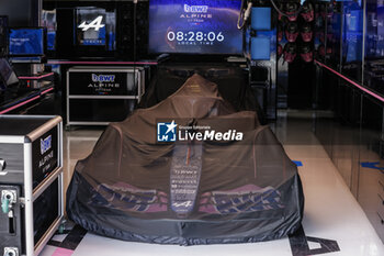 2023-09-24 - Alpine F1 Team A523, covered during the night for Parc Ferme during the 2023 Formula 1 Lenovo Japanese Grand Prix, 16th round of the 2023 Formula One World Championship from September 22 to 24, 2023 on the Suzuka International Racing Course, in Suzuka - F1 - JAPANESE GRAND PRIX 2023 - RACE - FORMULA 1 - MOTORS