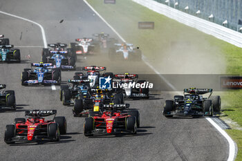 2023-09-24 - 16 LECLERC Charles (mco), Scuderia Ferrari SF-23, action 55 SAINZ Carlos (spa), Scuderia Ferrari SF-23, action 11 PEREZ Sergio (mex), Red Bull Racing RB19, action 44 HAMILTON Lewis (gbr), Mercedes AMG F1 Team W14, action during the 2023 Formula 1 Lenovo Japanese Grand Prix, 16th round of the 2023 Formula One World Championship from September 22 to 24, 2023 on the Suzuka International Racing Course, in Suzuka - F1 - JAPANESE GRAND PRIX 2023 - RACE - FORMULA 1 - MOTORS