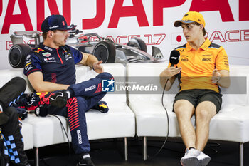 2023-09-24 - VERSTAPPEN Max (ned), Red Bull Racing RB19, portrait PIASTRI Oscar (aus), McLaren F1 Team MCL60, portrait press conference during the 2023 Formula 1 Lenovo Japanese Grand Prix, 16th round of the 2023 Formula One World Championship from September 22 to 24, 2023 on the Suzuka International Racing Course, in Suzuka - F1 - JAPANESE GRAND PRIX 2023 - RACE - FORMULA 1 - MOTORS