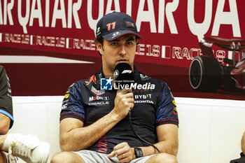 2023-10-05 - PEREZ Sergio (mex), Red Bull Racing RB19, portrait press conference during the 2023 Formula 1 Qatar Grand Prix, 17th round of the 2023 Formula One World Championship from October 6 to 8, 2023 on the Lusail International Circuit, in Doha, Qatar - F1 - QATAR GRAND PRIX 2023 - FORMULA 1 - MOTORS