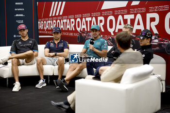2023-10-05 - ALONSO Fernando (spa), Aston Martin F1 Team AMR23, portrait PEREZ Sergio (mex), Red Bull Racing RB19, portrait GASLY Pierre (fra), Alpine F1 Team A523, portrait during the 2023 Formula 1 Qatar Grand Prix, 17th round of the 2023 Formula One World Championship from October 6 to 8, 2023 on the Lusail International Circuit, in Doha, Qatar - F1 - QATAR GRAND PRIX 2023 - FORMULA 1 - MOTORS