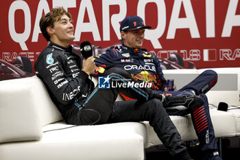 2023-10-06 - RUSSELL George (gbr), Mercedes AMG F1 Team W14, portrait VERSTAPPEN Max (ned), Red Bull Racing RB19, portrait during the 2023 Formula 1 Qatar Grand Prix, 17th round of the 2023 Formula One World Championship from October 6 to 8, 2023 on the Lusail International Circuit, in Doha, Qatar - F1 - QATAR GRAND PRIX 2023 - FORMULA 1 - MOTORS