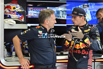 2023-10-06 - HORNER Christian (gbr), Team Principal of Red Bull Racing, portrait VERSTAPPEN Max (ned), Red Bull Racing RB19, portrait during the 2023 Formula 1 Qatar Grand Prix, 17th round of the 2023 Formula One World Championship from October 6 to 8, 2023 on the Lusail International Circuit, in Doha, Qatar - F1 - QATAR GRAND PRIX 2023 - FORMULA 1 - MOTORS