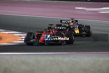 2023-10-07 - 16 LECLERC Charles (mco), Scuderia Ferrari SF-23, action 01 VERSTAPPEN Max (nld), Red Bull Racing RB19, action during the 2023 Formula 1 Qatar Grand Prix, 17th round of the 2023 Formula One World Championship from October 6 to 8, 2023 on the Lusail International Circuit, in Doha, Qatar - F1 - QATAR GRAND PRIX 2023 - FORMULA 1 - MOTORS