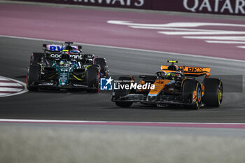 2023-10-07 - 04 NORRIS Lando (gbr), McLaren F1 Team MCL60, action 14 ALONSO Fernando (spa), Aston Martin F1 Team AMR23, action during the 2023 Formula 1 Qatar Grand Prix, 17th round of the 2023 Formula One World Championship from October 6 to 8, 2023 on the Lusail International Circuit, in Doha, Qatar - F1 - QATAR GRAND PRIX 2023 - FORMULA 1 - MOTORS