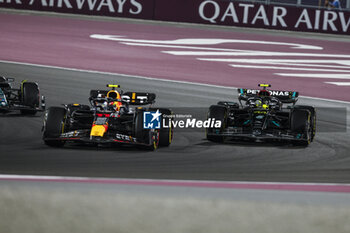2023-10-07 - 11 PEREZ Sergio (mex), Red Bull Racing RB19, action 44 HAMILTON Lewis (gbr), Mercedes AMG F1 Team W14, action during the 2023 Formula 1 Qatar Grand Prix, 17th round of the 2023 Formula One World Championship from October 6 to 8, 2023 on the Lusail International Circuit, in Doha, Qatar - F1 - QATAR GRAND PRIX 2023 - FORMULA 1 - MOTORS