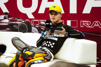 2023-10-07 - NORRIS Lando (gbr), McLaren F1 Team MCL60, portrait press conference during the 2023 Formula 1 Qatar Grand Prix, 17th round of the 2023 Formula One World Championship from October 6 to 8, 2023 on the Lusail International Circuit, in Doha, Qatar - F1 - QATAR GRAND PRIX 2023 - FORMULA 1 - MOTORS