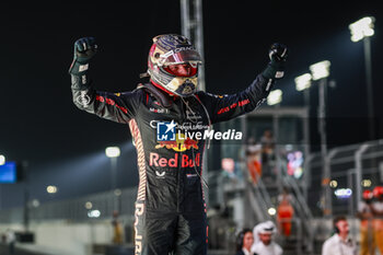 2023-10-08 - VERSTAPPEN Max (ned), Red Bull Racing RB19, portrait celebration victory during the 2023 Formula 1 Qatar Grand Prix, 17th round of the 2023 Formula One World Championship from October 6 to 8, 2023 on the Lusail International Circuit, in Doha, Qatar - F1 - QATAR GRAND PRIX 2023 - RACE - FORMULA 1 - MOTORS