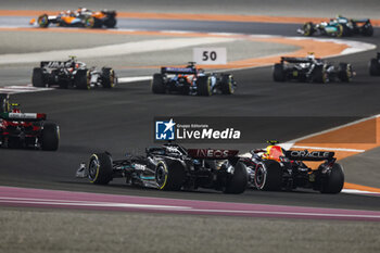 2023-10-08 - 63 RUSSELL George (gbr), Mercedes AMG F1 Team W14, action 11 PEREZ Sergio (mex), Red Bull Racing RB19, action during the 2023 Formula 1 Qatar Grand Prix, 17th round of the 2023 Formula One World Championship from October 6 to 8, 2023 on the Lusail International Circuit, in Doha, Qatar - F1 - QATAR GRAND PRIX 2023 - RACE - FORMULA 1 - MOTORS