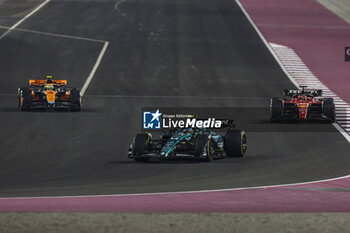 2023-10-08 - 14 ALONSO Fernando (spa), Aston Martin F1 Team AMR23, action 16 LECLERC Charles (mco), Scuderia Ferrari SF-23, action 04 NORRIS Lando (gbr), McLaren F1 Team MCL60, action during the 2023 Formula 1 Qatar Grand Prix, 17th round of the 2023 Formula One World Championship from October 6 to 8, 2023 on the Lusail International Circuit, in Doha, Qatar - F1 - QATAR GRAND PRIX 2023 - RACE - FORMULA 1 - MOTORS