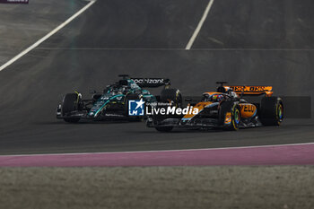 2023-10-08 - 18 STROLL Lance (can), Aston Martin F1 Team AMR23, action 81 PIASTRI Oscar (aus), McLaren F1 Team MCL60, action during the 2023 Formula 1 Qatar Grand Prix, 17th round of the 2023 Formula One World Championship from October 6 to 8, 2023 on the Lusail International Circuit, in Doha, Qatar - F1 - QATAR GRAND PRIX 2023 - RACE - FORMULA 1 - MOTORS