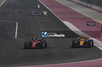 2023-10-08 - 16 LECLERC Charles (mco), Scuderia Ferrari SF-23, action 04 NORRIS Lando (gbr), McLaren F1 Team MCL60, action during the 2023 Formula 1 Qatar Grand Prix, 17th round of the 2023 Formula One World Championship from October 6 to 8, 2023 on the Lusail International Circuit, in Doha, Qatar - F1 - QATAR GRAND PRIX 2023 - RACE - FORMULA 1 - MOTORS