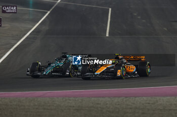 2023-10-08 - 18 STROLL Lance (can), Aston Martin F1 Team AMR23, action 04 NORRIS Lando (gbr), McLaren F1 Team MCL60, action during the 2023 Formula 1 Qatar Grand Prix, 17th round of the 2023 Formula One World Championship from October 6 to 8, 2023 on the Lusail International Circuit, in Doha, Qatar - F1 - QATAR GRAND PRIX 2023 - RACE - FORMULA 1 - MOTORS