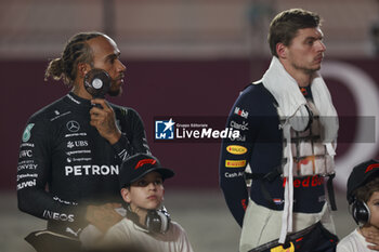 2023-10-08 - HAMILTON Lewis (gbr), Mercedes AMG F1 Team W14, portrait VERSTAPPEN Max (ned), Red Bull Racing RB19, portrait during the 2023 Formula 1 Qatar Grand Prix, 17th round of the 2023 Formula One World Championship from October 6 to 8, 2023 on the Lusail International Circuit, in Doha, Qatar - F1 - QATAR GRAND PRIX 2023 - RACE - FORMULA 1 - MOTORS
