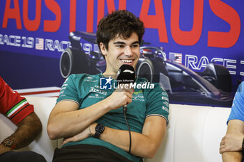 2023-10-19 - STROLL Lance (can), Aston Martin F1 Team AMR23, portrait press conference during the 2023 Formula 1 Lenovo United States Grand Prix, 18th round of the 2023 Formula One World Championship from October 20 to 22, 2023 on the Circuit of The Americas, in Austin, USA - F1 - US GRAND PRIX 2023 - FORMULA 1 - MOTORS