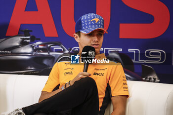 2023-10-19 - NORRIS Lando (gbr), McLaren F1 Team MCL60, portrait press conference during the 2023 Formula 1 Lenovo United States Grand Prix, 18th round of the 2023 Formula One World Championship from October 20 to 22, 2023 on the Circuit of The Americas, in Austin, USA - F1 - US GRAND PRIX 2023 - FORMULA 1 - MOTORS