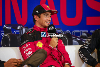 2023-10-21 - LECLERC Charles (mco), Scuderia Ferrari SF-23, portrait press conference during the 2023 Formula 1 Lenovo United States Grand Prix, 18th round of the 2023 Formula One World Championship from October 20 to 22, 2023 on the Circuit of The Americas, in Austin, USA - F1 - US GRAND PRIX 2023 - FORMULA 1 - MOTORS