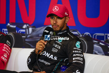 2023-10-21 - HAMILTON Lewis (gbr), Mercedes AMG F1 Team W14, portrait press conference during the 2023 Formula 1 Lenovo United States Grand Prix, 18th round of the 2023 Formula One World Championship from October 20 to 22, 2023 on the Circuit of The Americas, in Austin, USA - F1 - US GRAND PRIX 2023 - FORMULA 1 - MOTORS