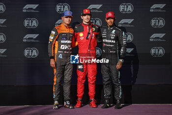 2023-10-21 - LECLERC Charles (mco), Scuderia Ferrari SF-23, portrait NORRIS Lando (gbr), McLaren F1 Team MCL60, portrait HAMILTON Lewis (gbr), Mercedes AMG F1 Team W14, portrait during the 2023 Formula 1 Lenovo United States Grand Prix, 18th round of the 2023 Formula One World Championship from October 20 to 22, 2023 on the Circuit of The Americas, in Austin, USA - F1 - US GRAND PRIX 2023 - FORMULA 1 - MOTORS