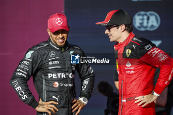 2023-10-21 - HAMILTON Lewis (gbr), Mercedes AMG F1 Team W14, portrait LECLERC Charles (mco), Scuderia Ferrari SF-23, portrait during the 2023 Formula 1 Lenovo United States Grand Prix, 18th round of the 2023 Formula One World Championship from October 20 to 22, 2023 on the Circuit of The Americas, in Austin, USA - F1 - US GRAND PRIX 2023 - FORMULA 1 - MOTORS