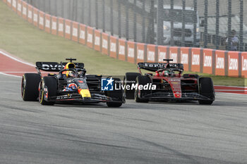 2023-10-22 - 01 VERSTAPPEN Max (nld), Red Bull Racing RB19, action 16 LECLERC Charles (mco), Scuderia Ferrari SF-23, action start of the race, depart, during the 2023 Formula 1 Lenovo United States Grand Prix, 18th round of the 2023 Formula One World Championship from October 20 to 22, 2023 on the Circuit of The Americas, in Austin, USA - F1 - US GRAND PRIX 2023 - FORMULA 1 - MOTORS