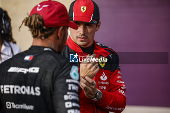 2023-10-22 - LECLERC Charles (mco), Scuderia Ferrari SF-23, portrait HAMILTON Lewis (gbr), Mercedes AMG F1 Team W14, portrait during the 2023 Formula 1 Lenovo United States Grand Prix, 18th round of the 2023 Formula One World Championship from October 20 to 22, 2023 on the Circuit of The Americas, in Austin, USA - F1 - US GRAND PRIX 2023 - FORMULA 1 - MOTORS