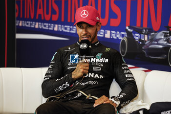 2023-10-22 - HAMILTON Lewis (gbr), Mercedes AMG F1 Team W14, portrait press conference during the 2023 Formula 1 Lenovo United States Grand Prix, 18th round of the 2023 Formula One World Championship from October 20 to 22, 2023 on the Circuit of The Americas, in Austin, USA - F1 - US GRAND PRIX 2023 - FORMULA 1 - MOTORS